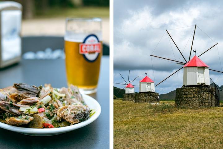 Imagen doble molinos de viento y cervezas