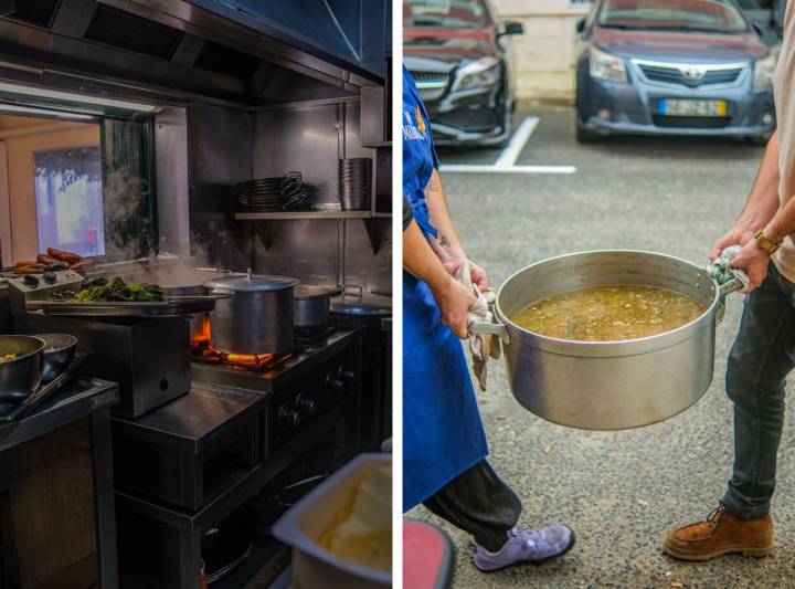 A Vida de Tasca faz uso de uma cozinha de apoio do outro lado da rua: é para lá que segue este caldo