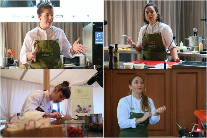 Las cocineras Elena Lucas ('La Lobita'), Lydia del Olmo ('Ceibe'), Iris Jordán ('Ansils') y Lucía Freitas ('A Tafona')