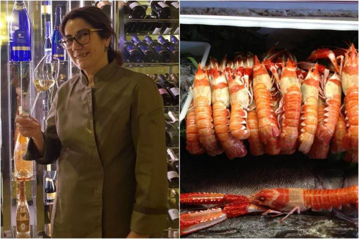 Marisol Domínguez y detalle del marisco excepcional que trabajan en 'D'Berto'. Fotos: Restaurante D'Berto.