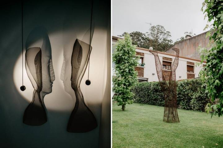 Las esculturas de Arturo Álvarez en las escaleras y el jardín captan toda la luz y el misterio del entorno.