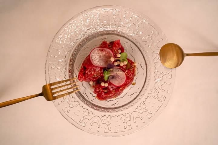 Steak tartar de solomillo de vaca madurada.