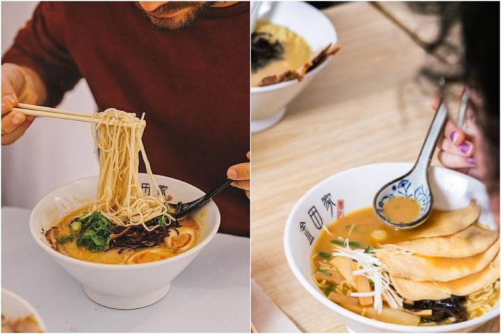 Comer ramen sin mancharse requiere cierta práctica. Foto: Instagram 'Kanada-ya'