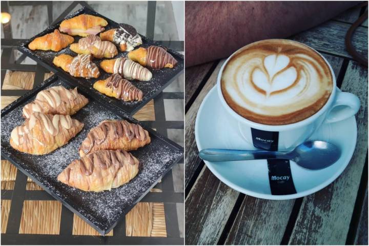 Los muy variados minicroissants de 'Café de Enzo' y un buen café para empezar el día. Foto: Instagram 'Café de Enzo'