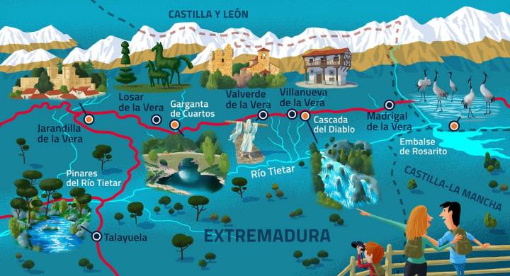 Ilustarción mapa de la ruta de La Vera