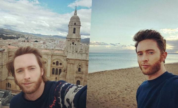Con Málaga al fondo y en la playa de Denia. Foto: Instagram
