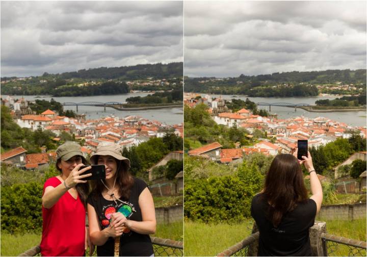 Peregrinas haciéndose un selfie en Pontedeume.