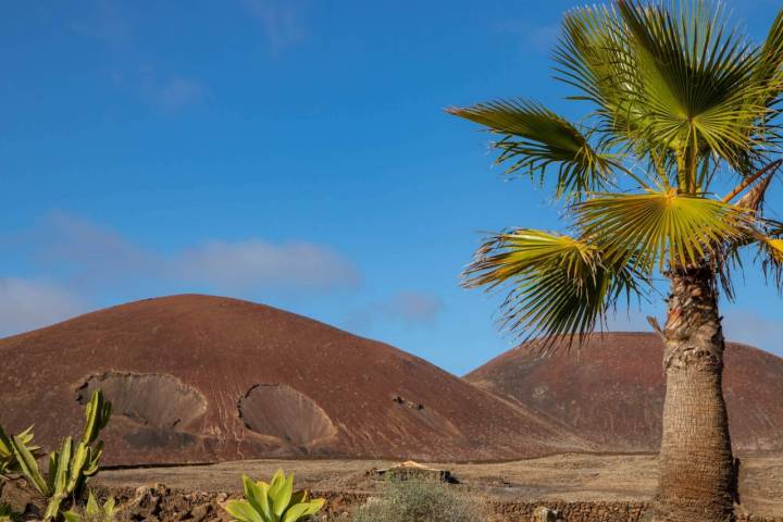  Los colores volcánicos de la isla son una constante en una ruta donde de vez en cuando aparece el verde.