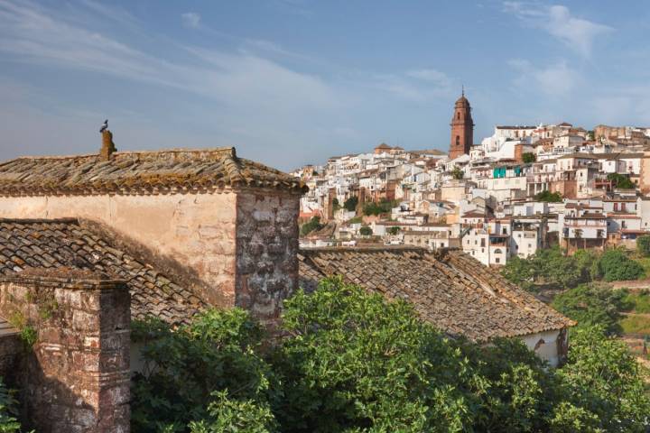 Montoro a lo lejos, con la Torre de Montoro sobresaliendo.