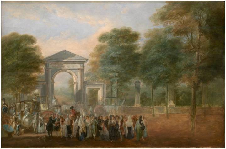 El Jardín Botánico desde el Paseo del Prado, por Luis Paret y Alcázar hacia el 1790. Foto: Museo del Prado