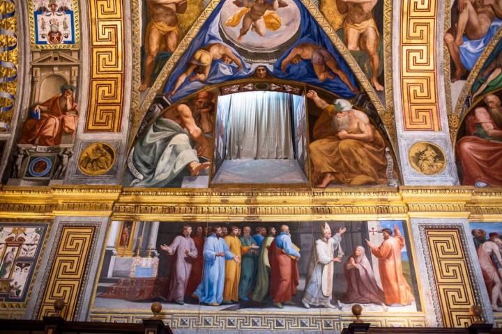 La Iglesia y las Siete Artes Liberales combinan en los frescos.